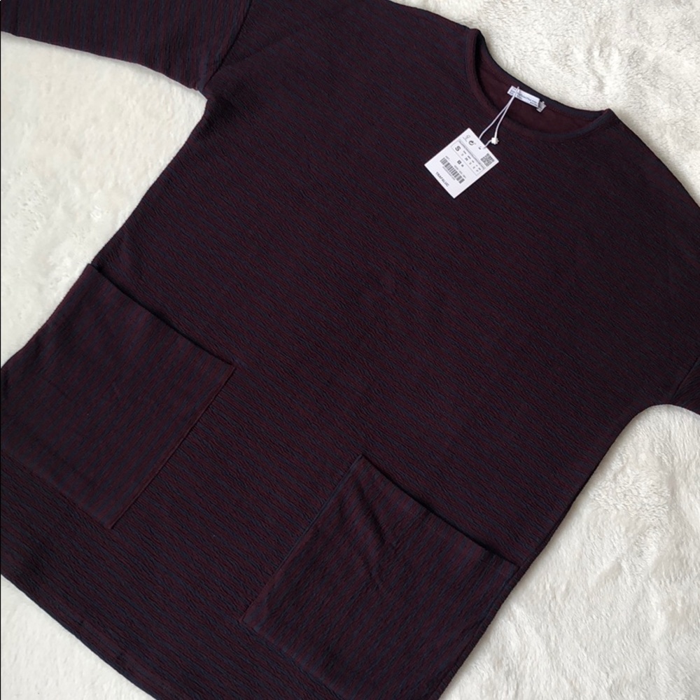 NWT Zara striped oversized dress w pockets